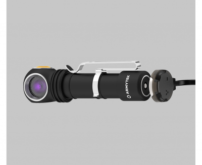 Фонарь налобный Armytek Wizard C2 WUV, белый свет и ультрафиолет, 1100 лм и 1595 мВт (400 нм), TIR 70°:120°, 1x18650 (в комплекте) — интернет-магазин «Комбат»