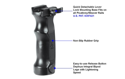 Рукоятка Leapers UTG Combat D Grip with Quick Release Deployable Bipod MNT-DG01Q — интернет-магазин «Комбат»