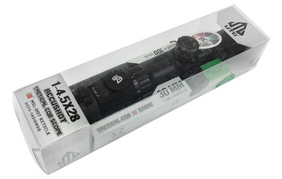Фото  Прицел LEAPERS Accushot Tactical 1-4.5X28 30mm, подсветкой, сетка Mil-dot, кольца (QDSCP3-145IEMDQ)
