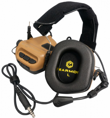 Наушники активные EARMOR M32H MOD3-CB-ARC (brown)  (крепление FAST- ARC, с гарнитурой,  шумодавление активный - 84ДБ/пассивный - 22ДБ) — интернет-магазин «Комбат»