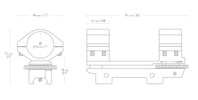 Кронштейн Hawke Adjustable на 26мм на планку 9-11мм, высокий, +/-30 MOA (22300) — интернет-магазин «Комбат»