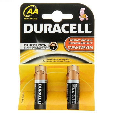 Элемент питания DURACELL LR6 (AA)  BL2 - упаковка 2шт — интернет-магазин «Комбат»