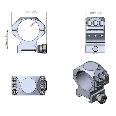 Кольца Vector Optics, D30мм, низкие, H25.4мм, Picatinny, 6 винтов (XASR-3001) на винтах — интернет-магазин «Комбат»