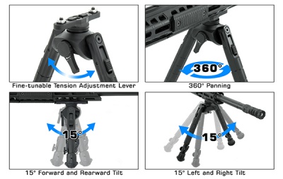 Сошки Leapers UTG 360° для установки на оружие на шину M-Lock высота от 13 до 17 см (TL-BPM02) — интернет-магазин «Комбат»
