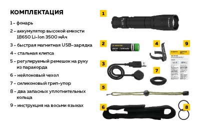 Фонарь тактический Armytek Dobermann Pro Magnet USB / XHP35.2 HI / Теплый/1400 лм / 5°:40° / 1x18650 (в комплекте) — интернет-магазин «Комбат»