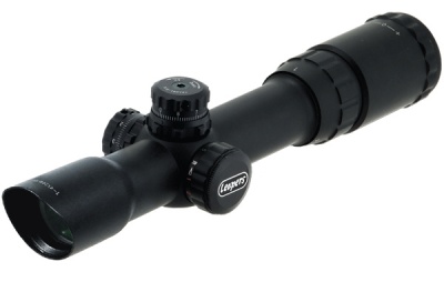 Фото  Оптический прицел Leapers 1-4X24 30mm Long Eye Relief CQB Scope с сеткой Glass Mil-dot RGB и кольцами QD (SCP3-1424MDQ)